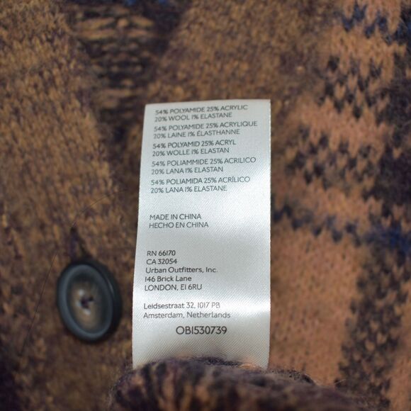 Free People NWT Sepia Plaid Jacquard Oversize Cardigan Birchwood Combo Medium - Picture 7 of 8